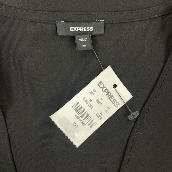 Express V Neck Long Sleeve Twist Front Top Black Size XS - Picture 9 of 9